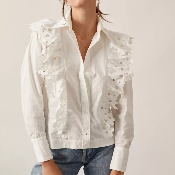 Magali Pascal Eyelet Ruffled Buttondown